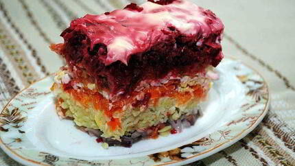 Сельдь под шубой классический слоями