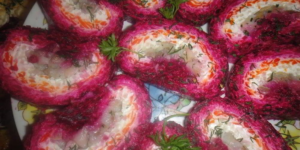 Рецепт сельди под шубой в виде рулета