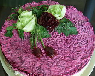 Селедка под шубой с розами