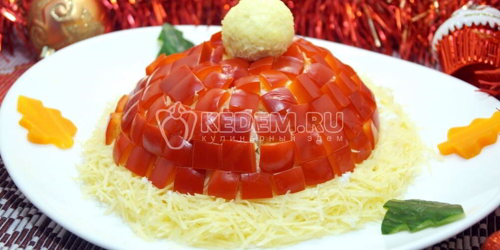 Рецепт салата шапка деда мороза