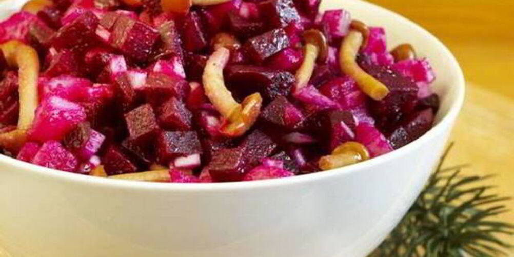 Рецепт винегрета с маринованными опятами