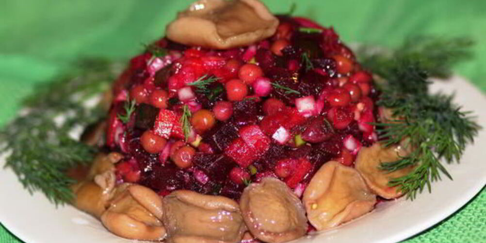 Рецепт винегрета с солеными грибами