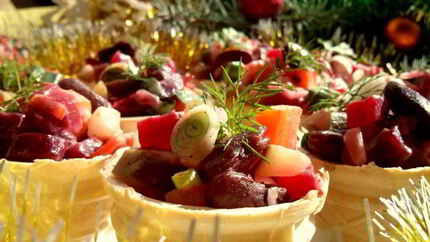 Винегрет в тарталетках