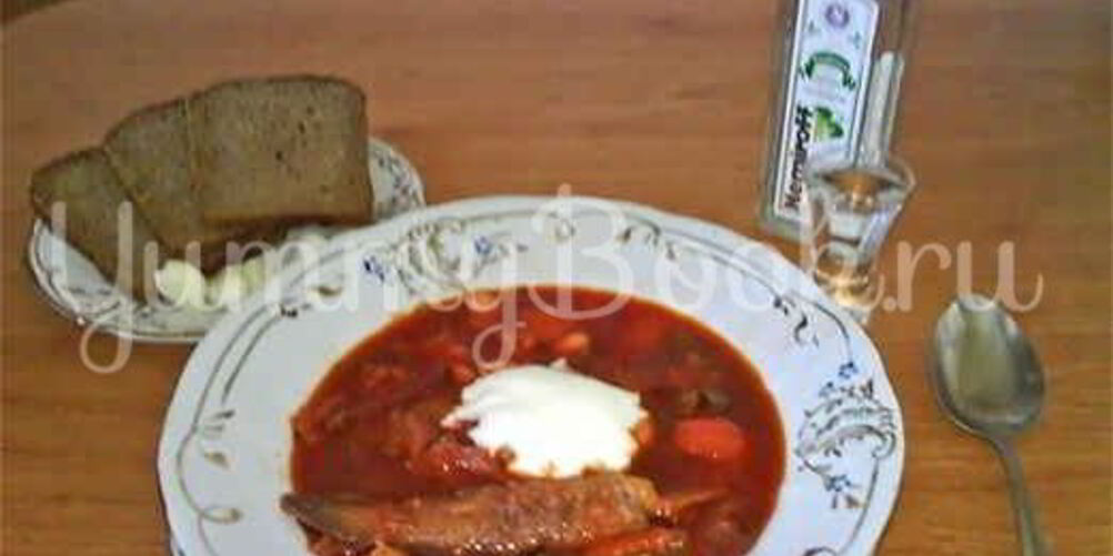Рецепт борща с бычками и фасолью
