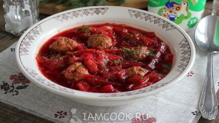 Борщ с фрикадельками в мультиварке