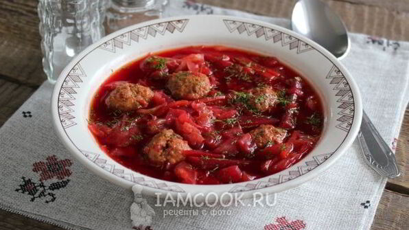 борщ с фрикадельками в мультиварке
