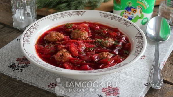 борщ с фрикадельками в мультиварке