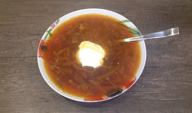 Борщ с маринованной свеклой