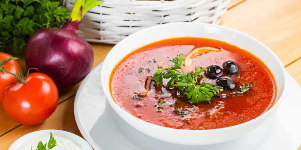 Рецепт постного борща с лимоном и маслинами