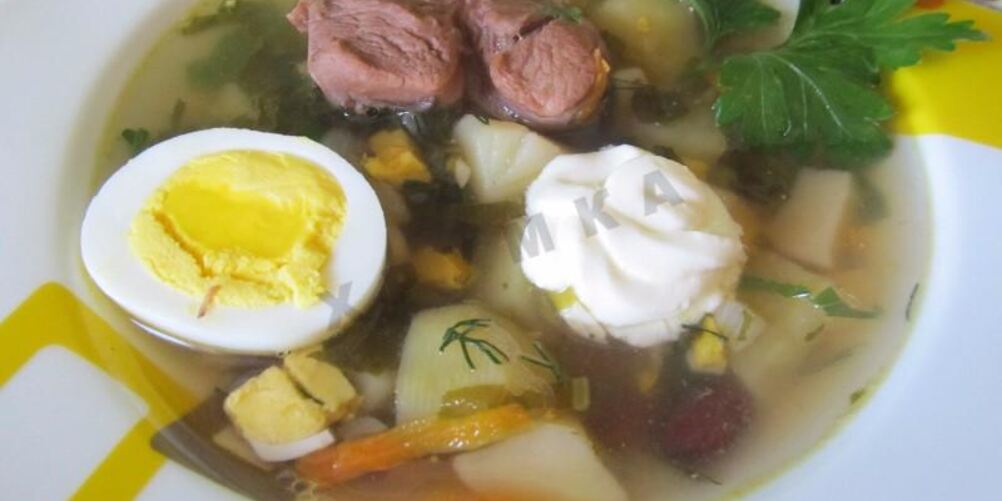 Рецепт зеленого борща с крапивой, щавелем и яйцом