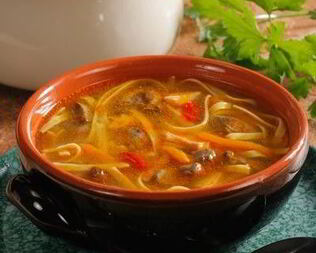 Лапша с куриной печенкой