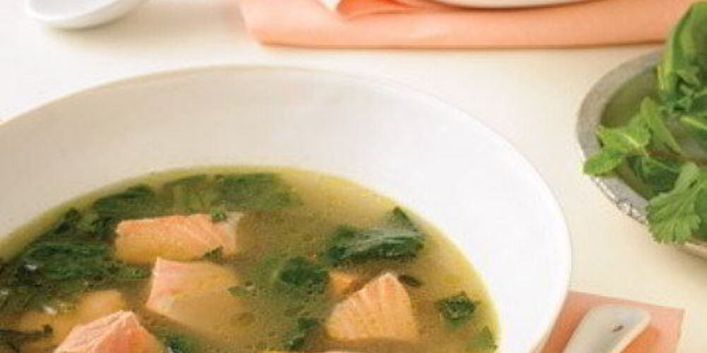 Рецепт лосося в зеленом бульоне с карри
