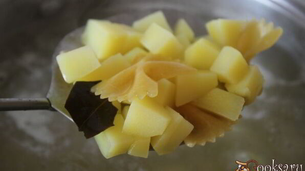 суп с шампиньонами и фарфалле на курином бульоне