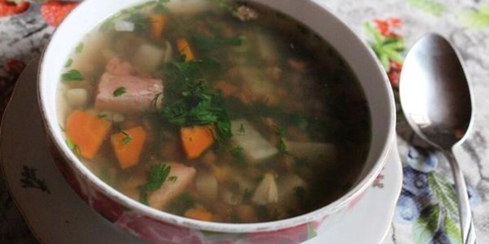 Рецепт горохова-чечевичного суп с копченостями
