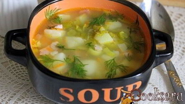 суп из зеленого гороха с копченостями