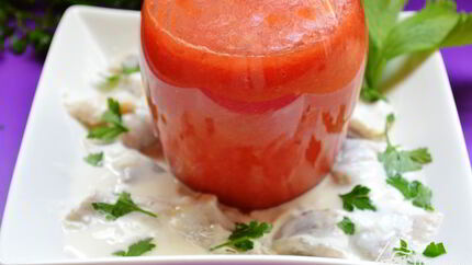 Холодный томатно-творожный суп