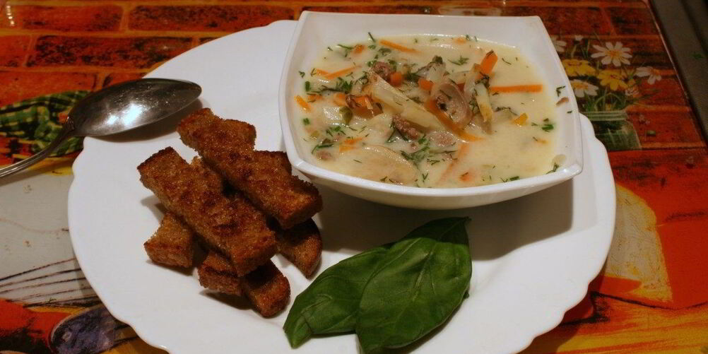 Рецепт молочного супа с грибами