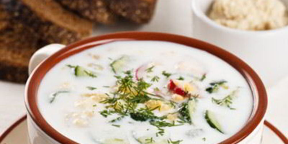 Рецепт белой окрошки с рыбой