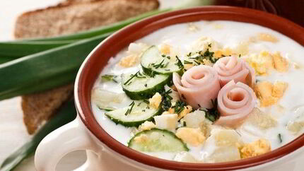 Летняя окрошка с ветчиной