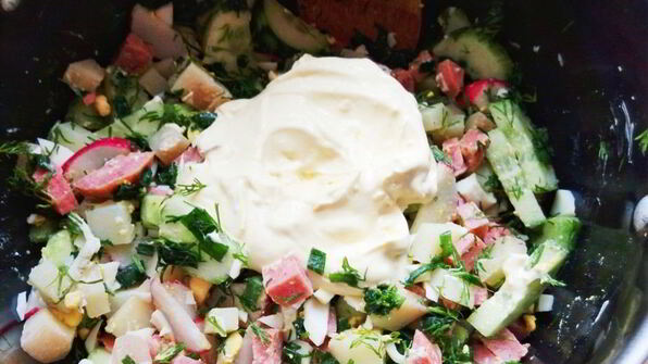 окрошка на газированной минеральной воде