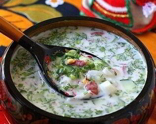 Окрошка на кефире и газированной воде