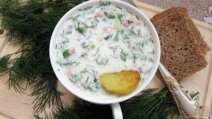 Окрошка на кефире и минеральной воде