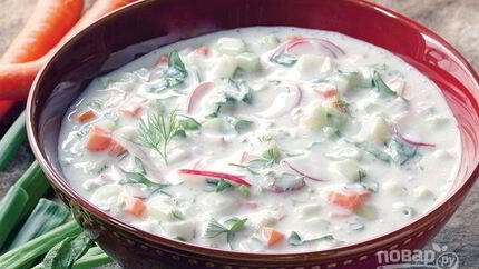 Окрошка на кефире овощная