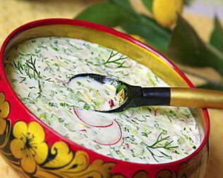 Окрошка на кефире с редисом