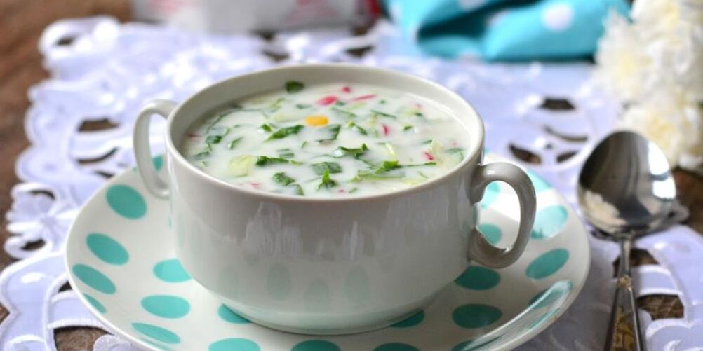 Рецепт окрошки на кефире с щавелем