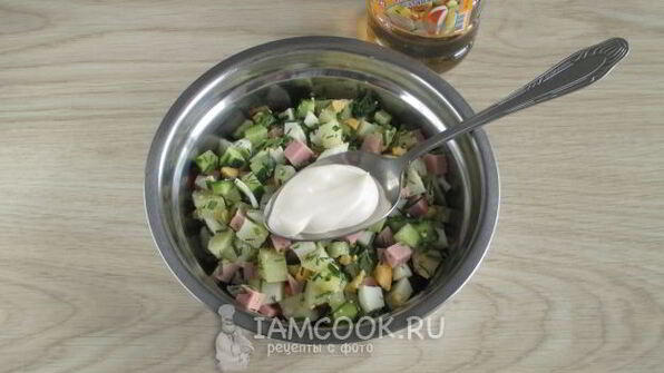 окрошка на воде с майонезом и уксусом