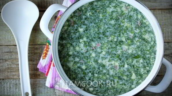 окрошка на воде с сервелатом