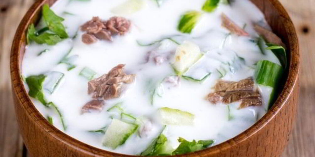 Рецепт окрошки с говядиной и редькой