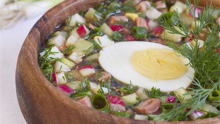 Окрошка с колбасой на пиве