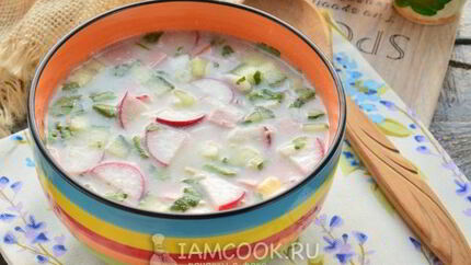 Окрошка с колбасой на уксусе