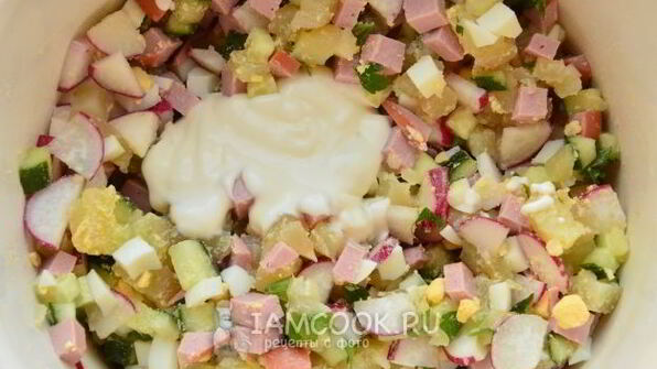 окрошка с колбасой на уксусе