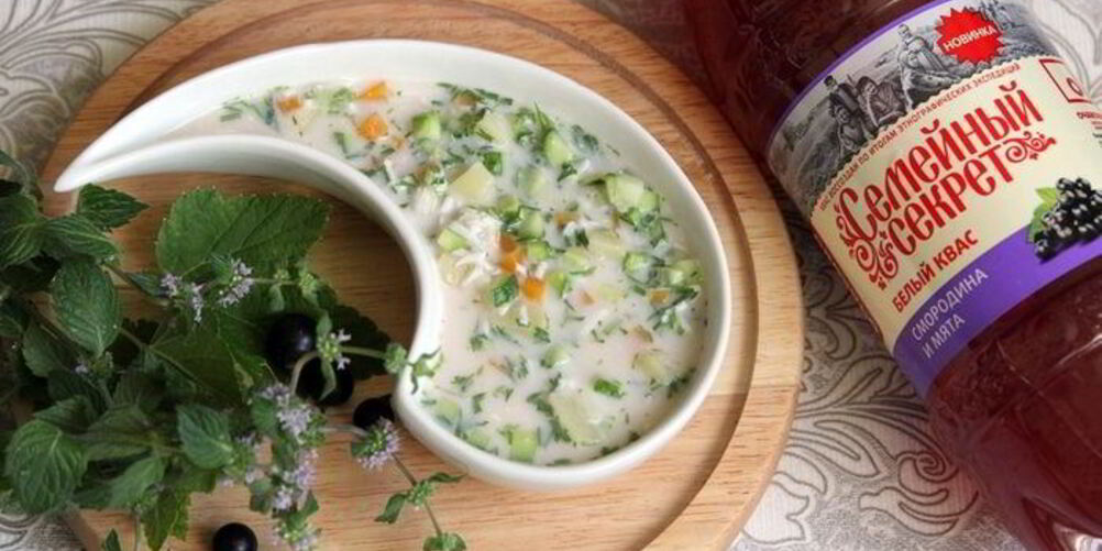 Рецепт окрошки с морковной ботвой и белым квасом