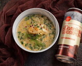 Окрошка с морскими гребешками