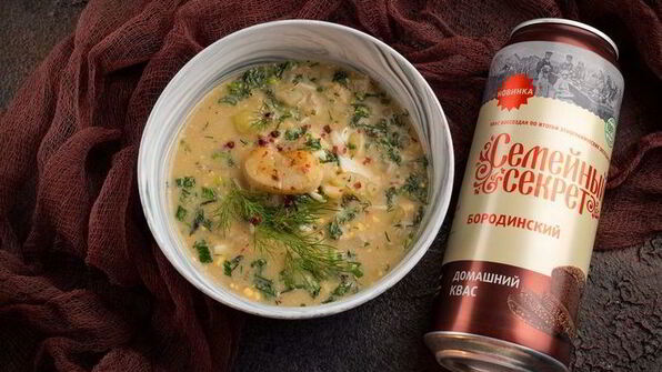 окрошка с морскими гребешками