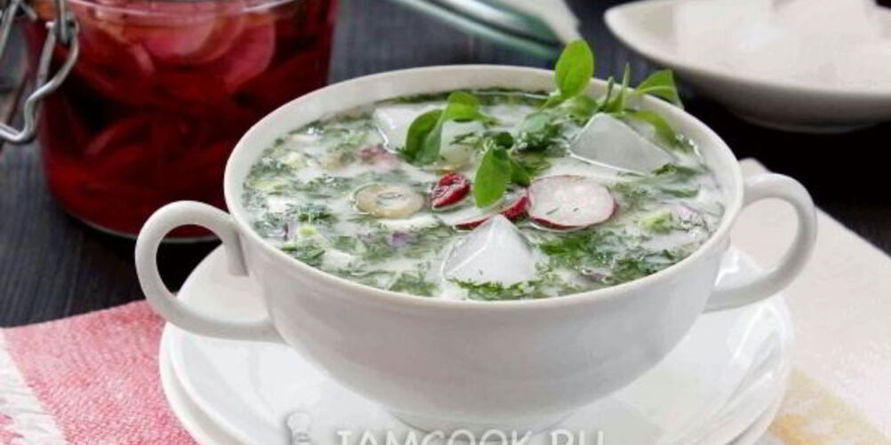 Рецепт вегетарианской окрошки на кефире и минералке