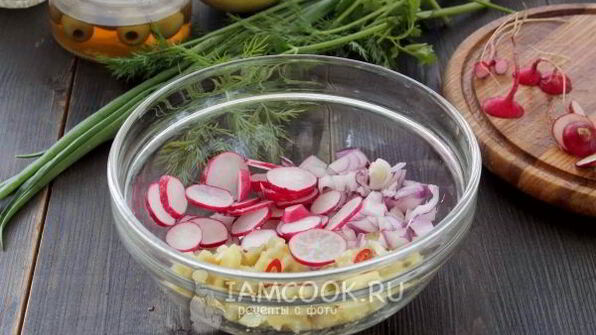 вегетарианская окрошка на кефире и минералке