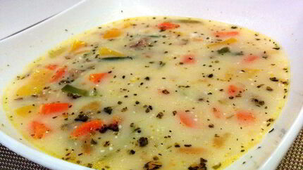 Легкий овощной супчик с мясным фаршем