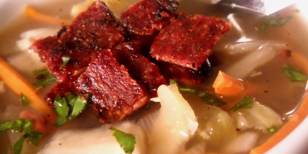 Рецепт овощного супа с беконом