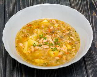 Рассольник с красной рыбой