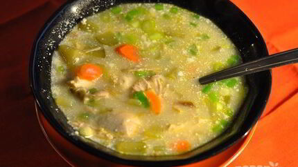 Рассольник с курицей и перловой крупой