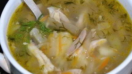 Рассольник с курицей и рисом