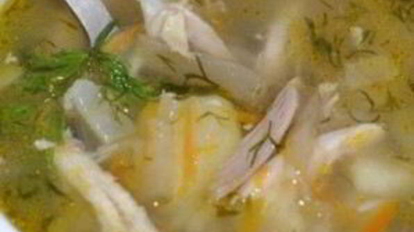 рассольник с курицей и рисом