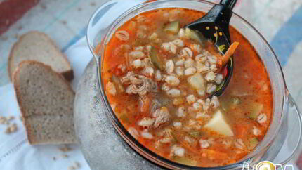 Рассольник с перловкой