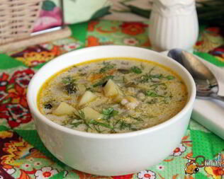 Рассольник с сушеными грибами