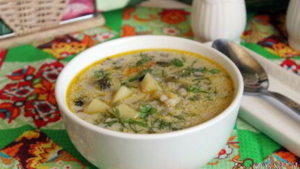 Рассольник с сушеными грибами