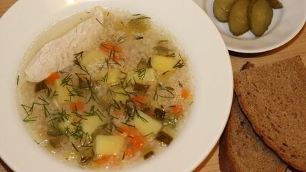 Рассольник с ячневой крупой